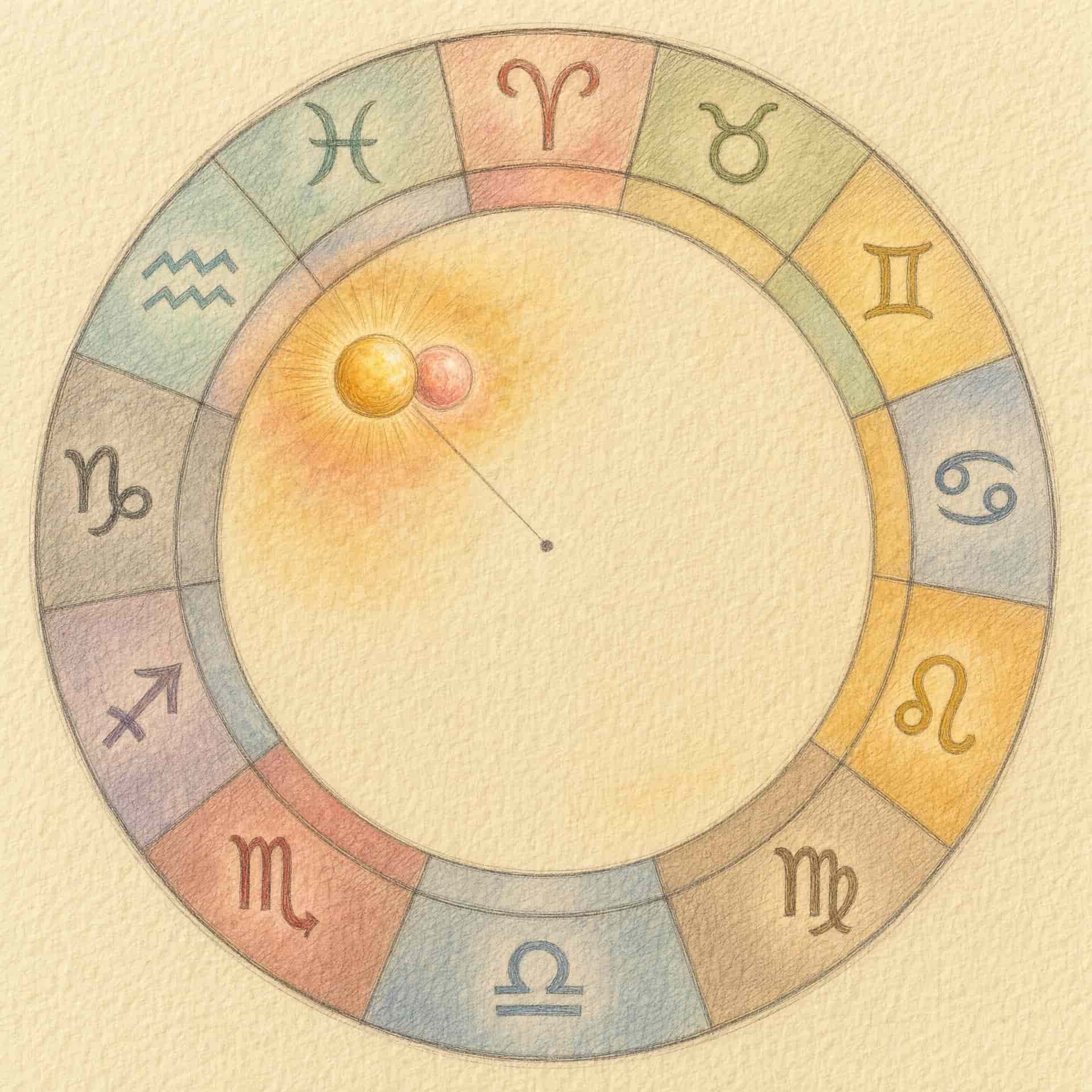 Astrologischer Aspekt Konjunktion – zwei Planeten im 0-Grad-Winkel