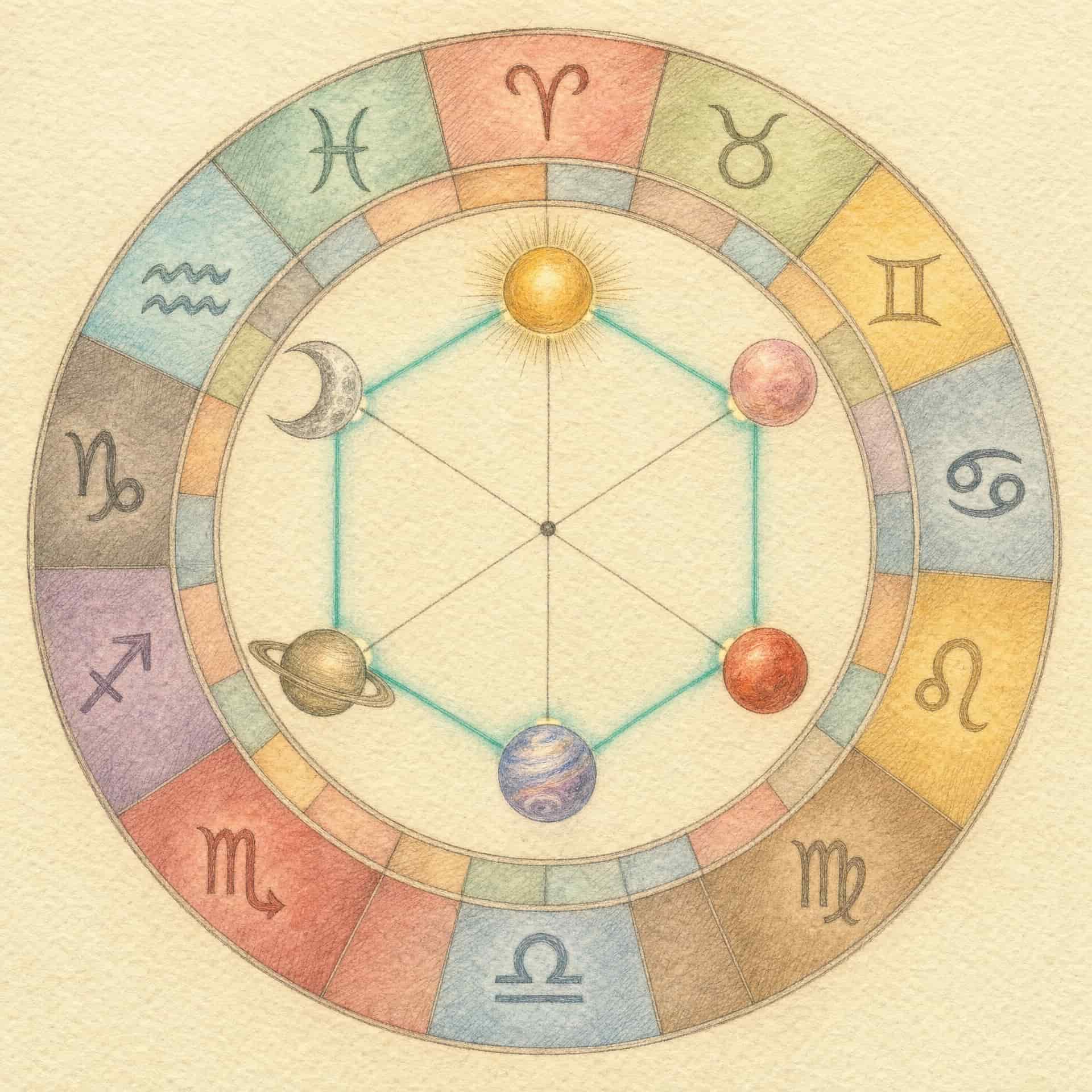 Astrologischer Aspekt Sextil – Planeten im 60-Grad-Winkel