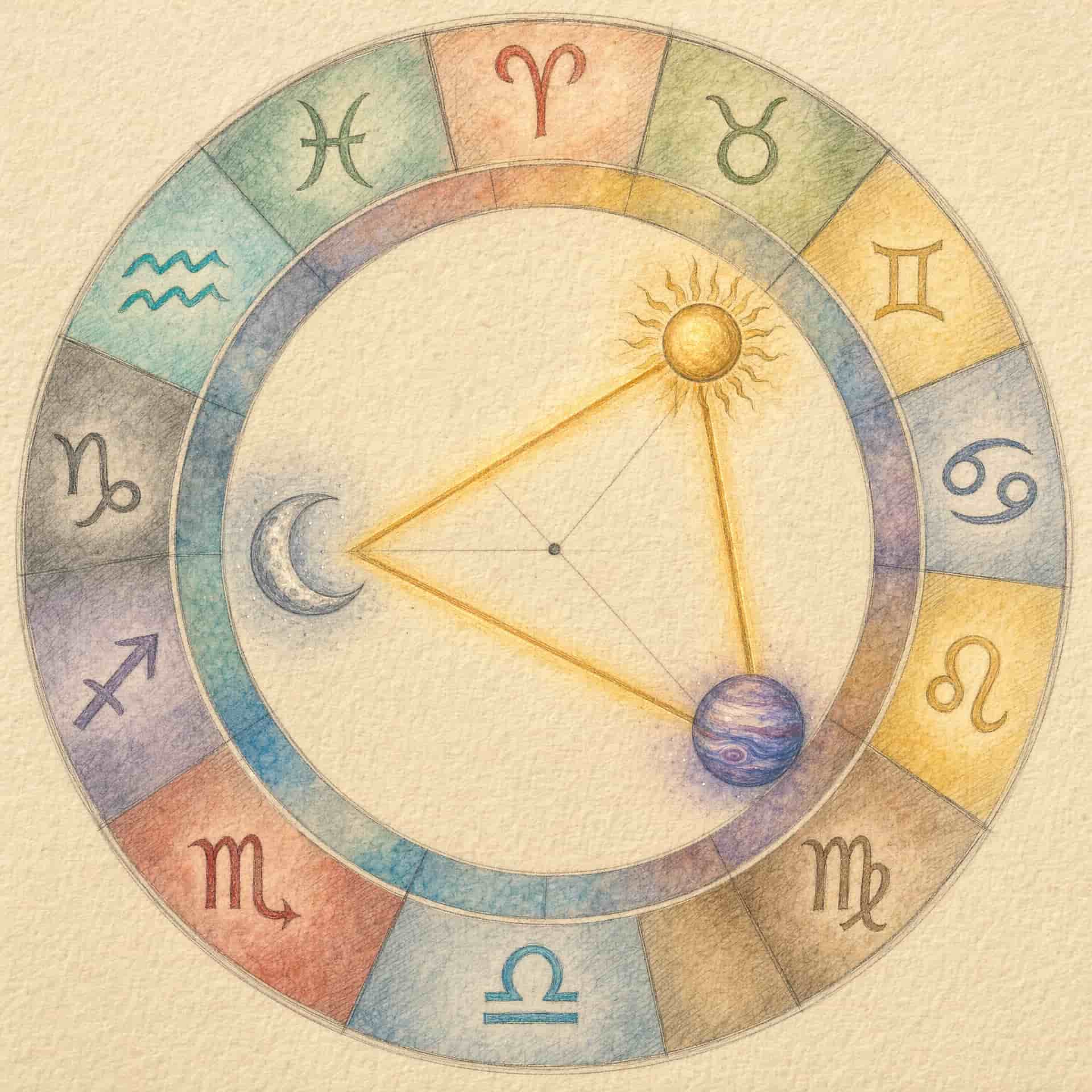 Astrologischer Aspekt Trigon – harmonischer 120-Grad-Winkel